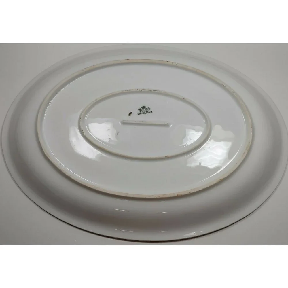 Vtg 1930's Victoria Ivory China Czechoslovakia Two Platters & Oven China Bowl